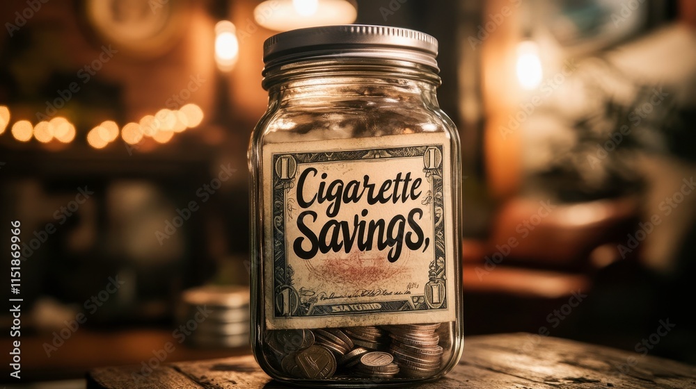 Savings Jar with Coins and Notes in Warm Setting Savings Jar with Coins and Notes in Warm Setting