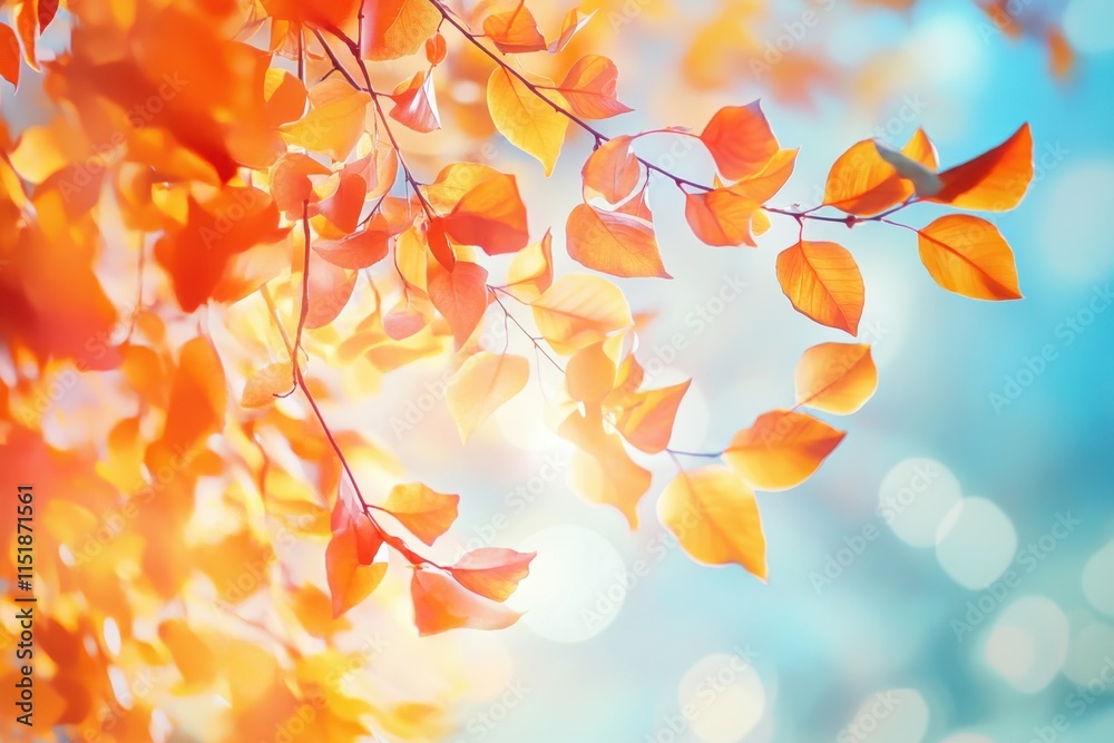 Beautiful autumn leaves reflecting sunlight in a serene natural setting Beautiful autumn leaves reflecting sunlight in a serene natural setting