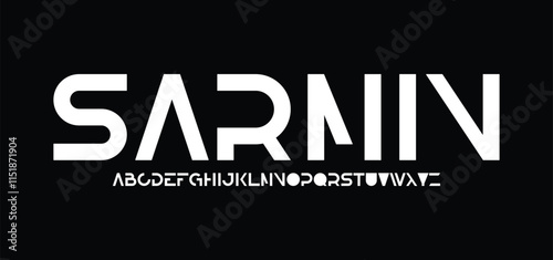 Abstract technology science alphabet font. digital space typography vector illustration design
