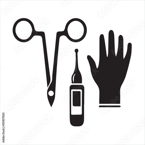 Medical Instrument Set Vector Illustration Surgical Precision and Healthcare Essentials in a Clean Design