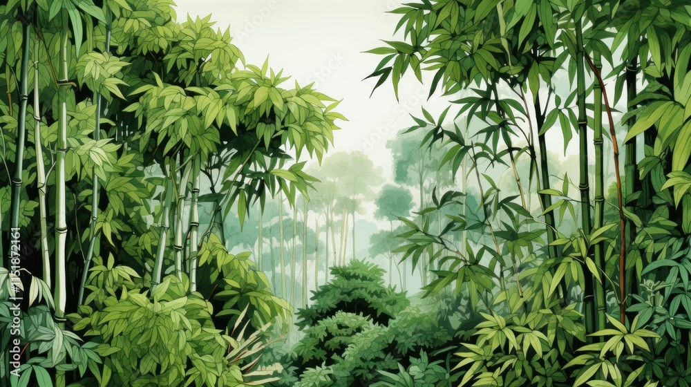 Obraz premium Serene Bamboo Forest: A Lush Green Paradise