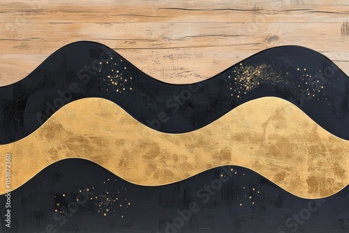 Wallpaper Mural Abstract Gold and Black Wave Pattern on Wood Background Torontodigital.ca