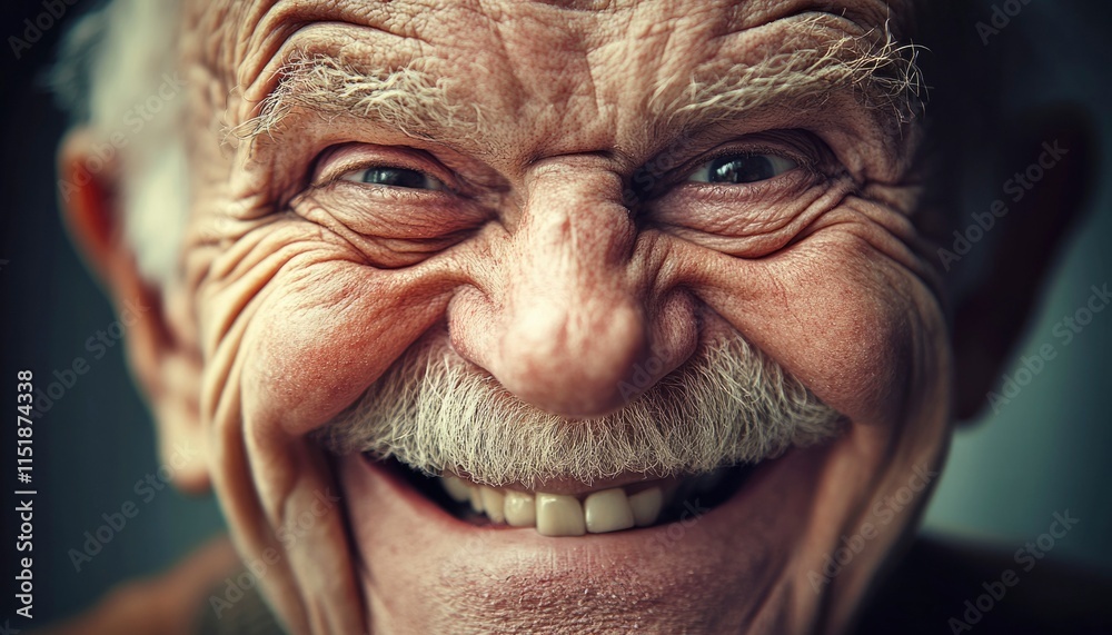 Elderly Man Showing Genuine Joyful Smile