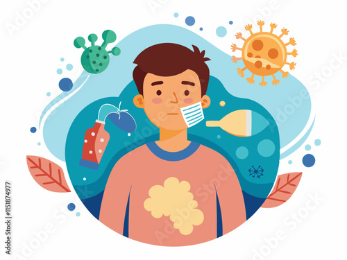 Severe Acute Respiratory Syndrome (SARS) - High-Quality Medical Illustration on White Background.