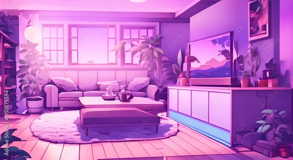 Stream starting soon screen overlay loop animated virtual backgrounds cozy lo fi living room Japanese town view vtuber asset twitch zoom OBS anime chill hip hop Cyan purple colours manga style 4K Stream starting soon screen overlay loop animated virtual backgrounds cozy lo fi living room Japanese town view vtuber asset twitch zoom OBS anime chill hip hop Cyan purple colours manga style 4K