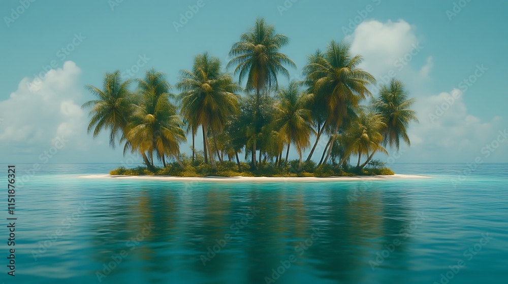 Tropical Island Paradise With Lush Palm Trees Tropical Island Paradise With Lush Palm Trees