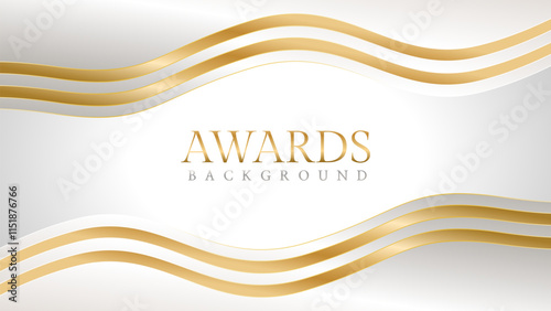 Elegant awards background with gold and silver ribbons, perfect for ceremonies, certificates, presentations, and promotions. Modern and luxurious design exuding prestige and professionalism