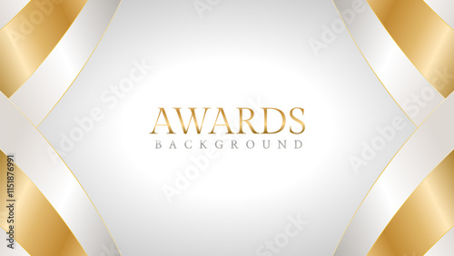 Elegant awards background with gold and silver ribbons, perfect for ceremonies, certificates, presentations, and promotions. Modern and luxurious design exuding prestige and professionalism