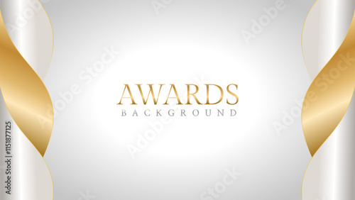 Elegant awards background with gold and silver ribbons, perfect for ceremonies, certificates, presentations, and promotions. Modern and luxurious design exuding prestige and professionalism