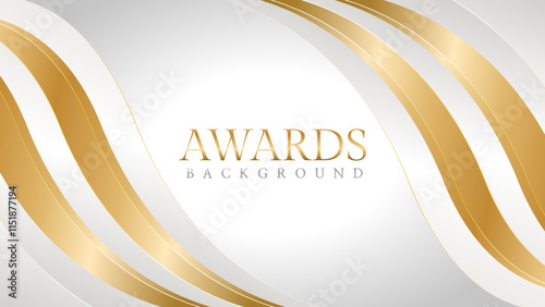 Elegant awards background with gold and silver ribbons, perfect for ceremonies, certificates, presentations, and promotions. Modern and luxurious design exuding prestige and professionalism