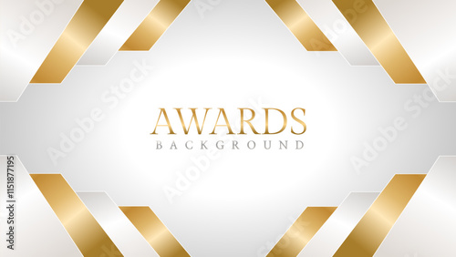 Elegant awards background with gold and silver ribbons, perfect for ceremonies, certificates, presentations, and promotions. Modern and luxurious design exuding prestige and professionalism