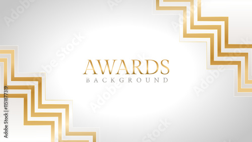 Elegant awards background with gold and silver ribbons, perfect for ceremonies, certificates, presentations, and promotions. Modern and luxurious design exuding prestige and professionalism