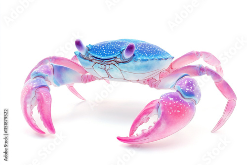 Watercolor blue crab clipart, watercolor painting, white background