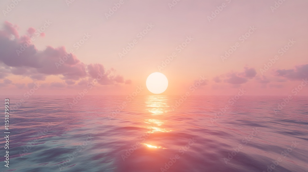 Serene Sunset Over Calm Ocean with Soft Pink and Purple Hues Serene Sunset Over Calm Ocean with Soft Pink and Purple Hues