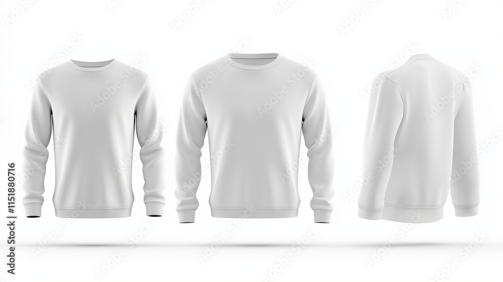 Klassischer weißer Sweatshirt mit verschiedenen Ansichten, modern und schlicht
Klassischer weißer Sweatshirt mit verschiedenen Ansichten, modern und schlicht