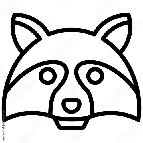 Racoon Outline Icon, Black And White Outline Icon Symbol
