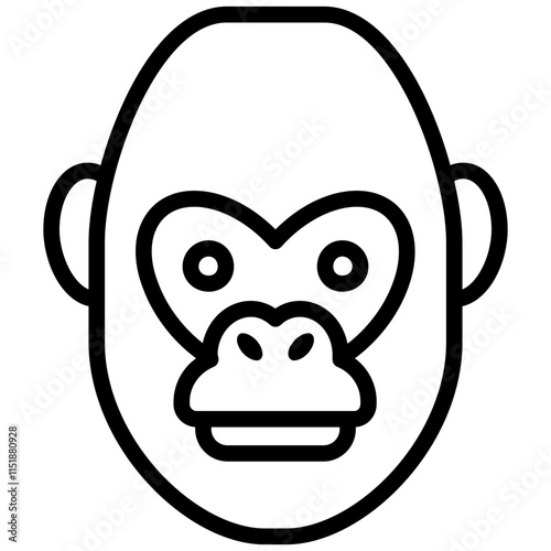 Gorilla Outline Icon, Black And White Outline Icon Symbol