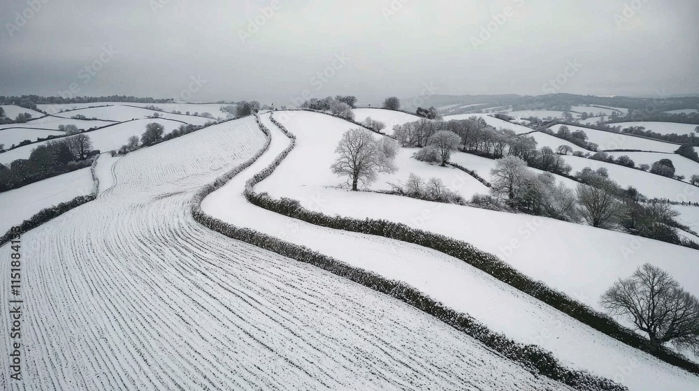 Snow Covered Hills Landscape Winter Scene Rolling Fields Snow Covered Hills Landscape Winter Scene Rolling Fields