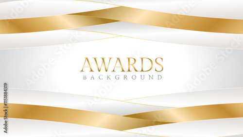 Elegant awards background with gold and silver ribbons, perfect for ceremonies, certificates, presentations, and promotions. Modern and luxurious design exuding prestige and professionalism