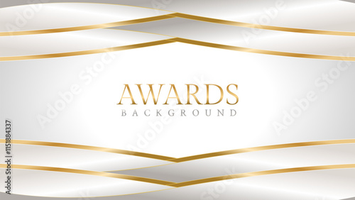 Elegant awards background with gold and silver ribbons, perfect for ceremonies, certificates, presentations, and promotions. Modern and luxurious design exuding prestige and professionalism