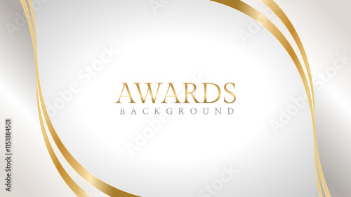 Elegant awards background with gold and silver ribbons, perfect for ceremonies, certificates, presentations, and promotions. Modern and luxurious design exuding prestige and professionalism
