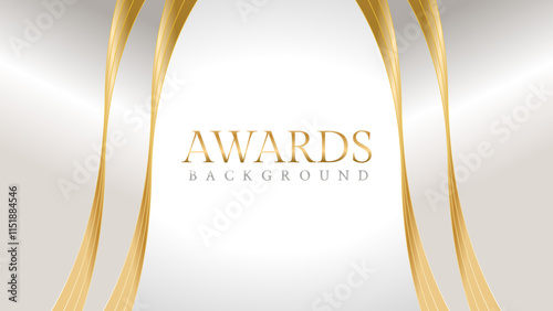 Elegant awards background with gold and silver ribbons, perfect for ceremonies, certificates, presentations, and promotions. Modern and luxurious design exuding prestige and professionalism