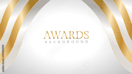 Elegant awards background with gold and silver ribbons, perfect for ceremonies, certificates, presentations, and promotions. Modern and luxurious design exuding prestige and professionalism