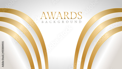 Elegant awards background with gold and silver ribbons, perfect for ceremonies, certificates, presentations, and promotions. Modern and luxurious design exuding prestige and professionalism