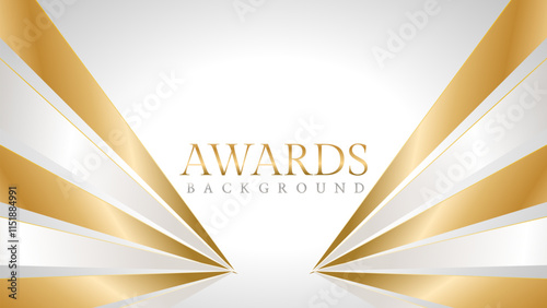 Elegant awards background with gold and silver ribbons, perfect for ceremonies, certificates, presentations, and promotions. Modern and luxurious design exuding prestige and professionalism