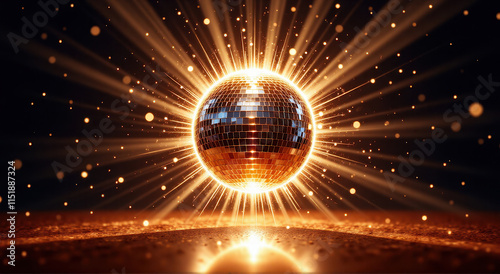 disco ball with bright Ivory beams of light creating a dazzling light pattern