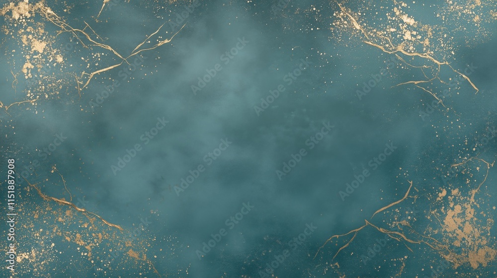 An abstract teal background with delicate golden splashes and fine veins, creating a luxurious and modern artistic aesthetic An abstract teal background with delicate golden splashes and fine veins, creating a luxurious and modern artistic aesthetic