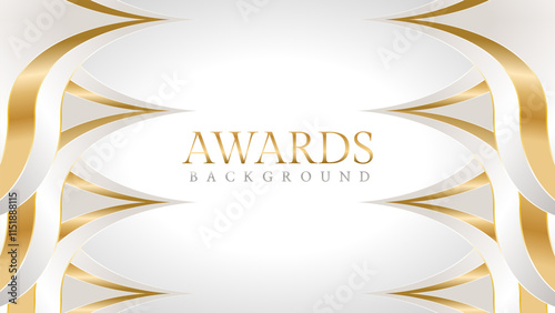 Elegant awards background with gold and silver ribbons, perfect for ceremonies, certificates, presentations, and promotions. Modern and luxurious design exuding prestige and professionalism