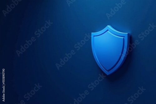 Blue shield icon on a dark blue background with subtle gradients, dependability, secrecy