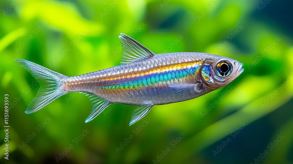 A vibrant fish swimming gracefully in a lush aquatic environment. A vibrant fish swimming gracefully in a lush aquatic environment.
