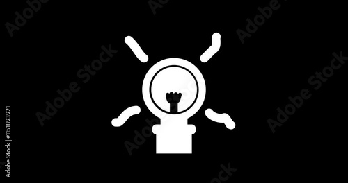 Light sphere bulb blinking animation. Alpha channel. Transparent background.