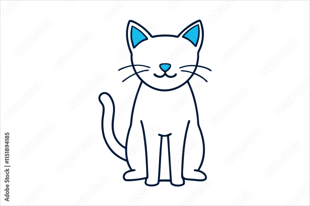 Obraz premium cat line art vector, silhouette, set design