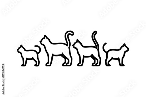 cat line art vector, silhouette, set design photo