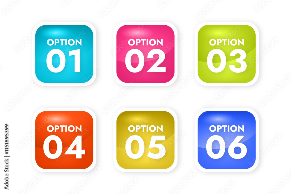 a set of six options of different colors for your information in the form of square buttons a set of six options of different colors for your information in the form of square buttons