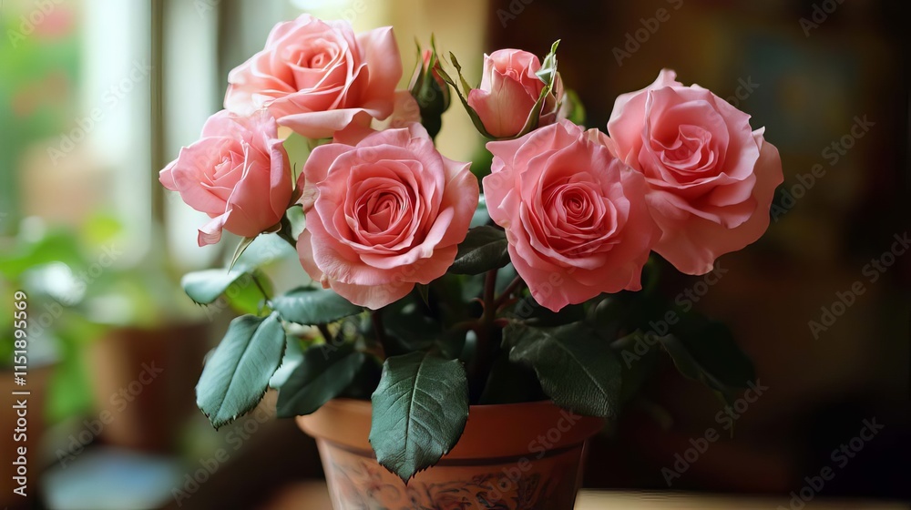 beautiful rose flowers growing in pots in the house beautiful rose flowers growing in pots in the house