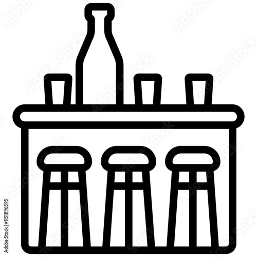 Bar Counter Outline Icon, Black And White Outline Icon Symbol