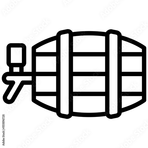 Wine Barrel Outline Icon, Black And White Outline Icon Symbol