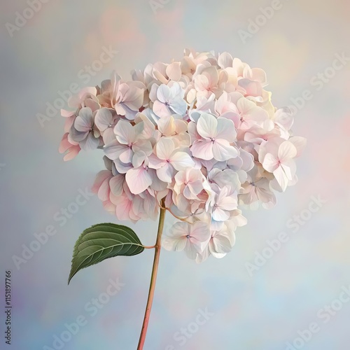 a stalk of hydragea flowers with a pastel background photo