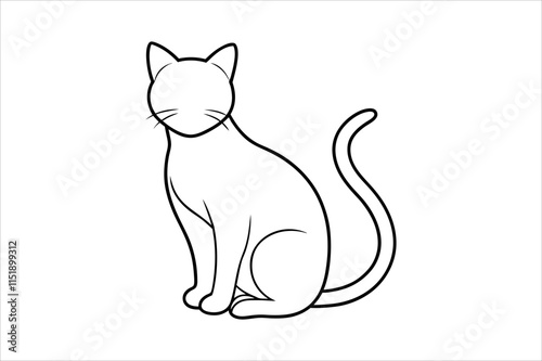 cat line art vector, silhouette, set design photo