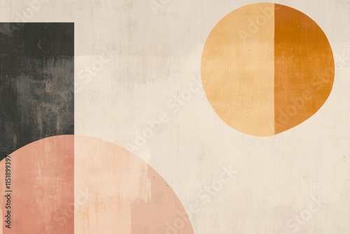 Abstract geometric composition featuring soft pastel colors and bold shapes, ideal for modern design projects and artistic backgrounds in various creative applications.