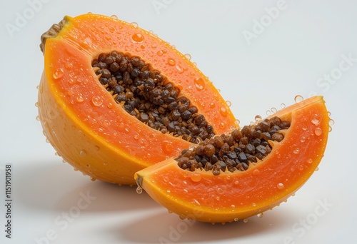 Photo of a fresh and healthy piece of papaya fruit photo