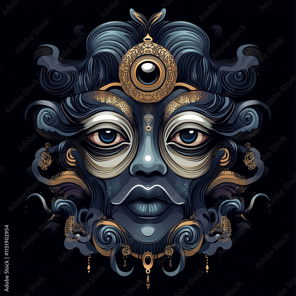 Naklejka premium Kabuki Mask illustration