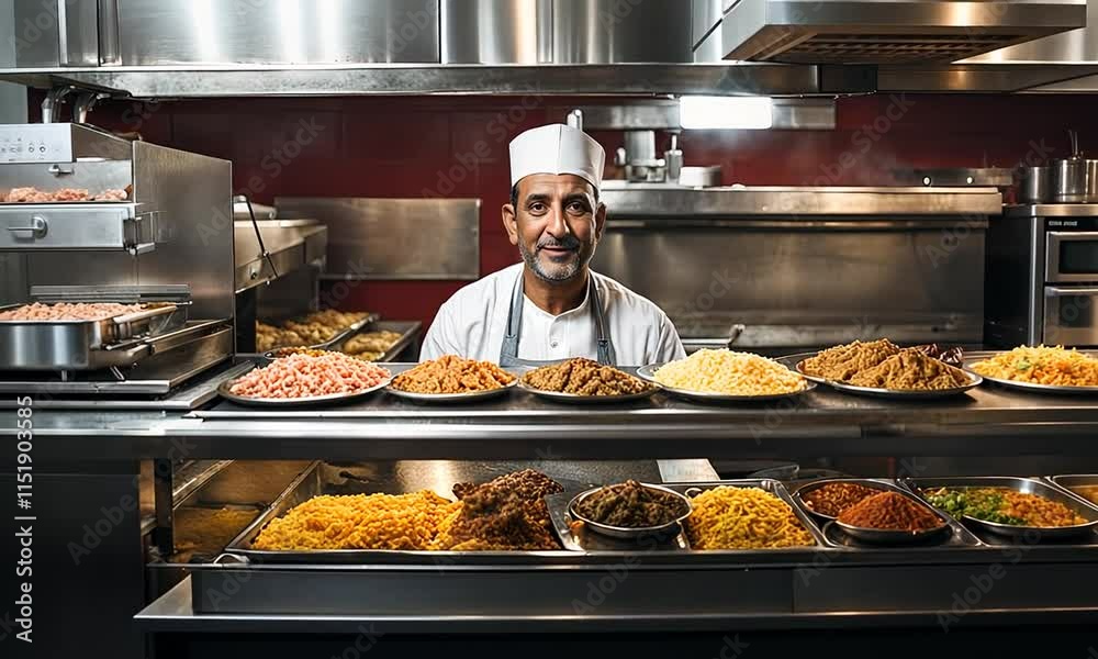 Arab man in a kebab restaurant.