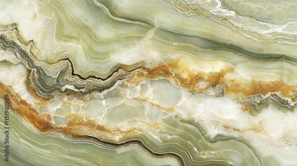 A detailed close-up of a green and gold marble slab featuring natural patterns and vibrant tones, showcasing the intricate beauty of polished stone A detailed close-up of a green and gold marble slab featuring natural patterns and vibrant tones, showcasing the intricate beauty of polished stone