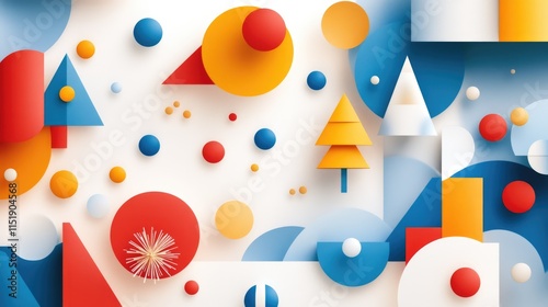 Colorful christmas festival decorations modern design digital artwork vibrant environment abstract viewpoint creative concept
