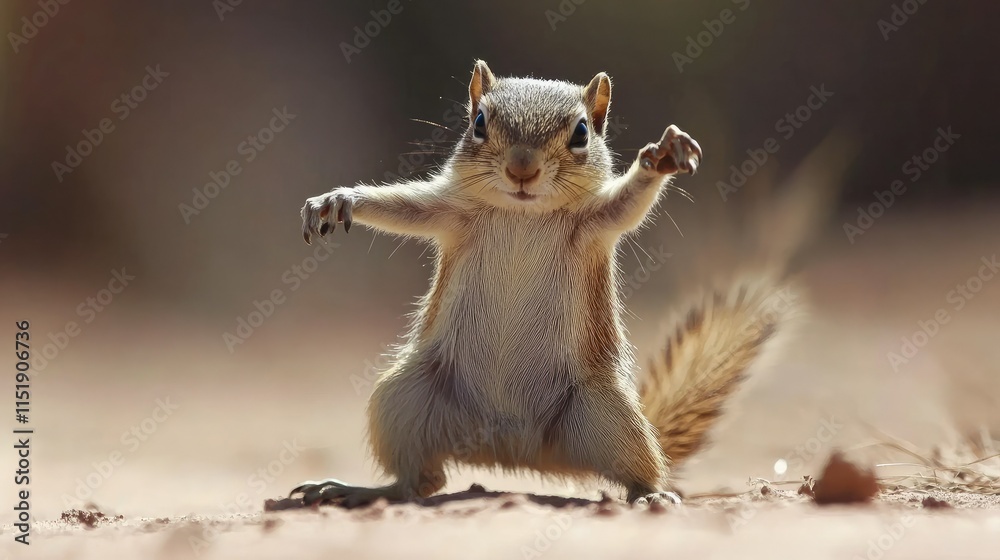 Adorable Cape ground squirrel captured in a playful stance, highlighting its unique features and desert habitat in Namibia. Adorable Cape ground squirrel captured in a playful stance, highlighting its unique features and desert habitat in Namibia.